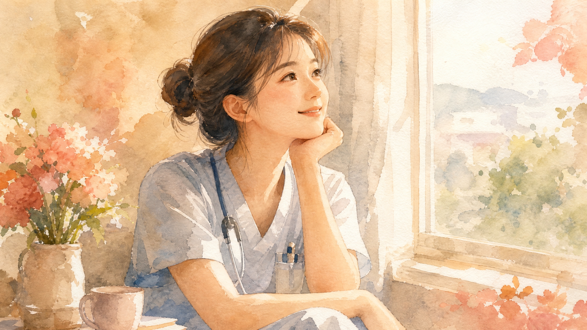 転職サービスの担当者に年収を相談する看護師のイラスト